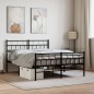 vidaXL Estructura de cama cabecero y pie de cama metal negro 140x200cm