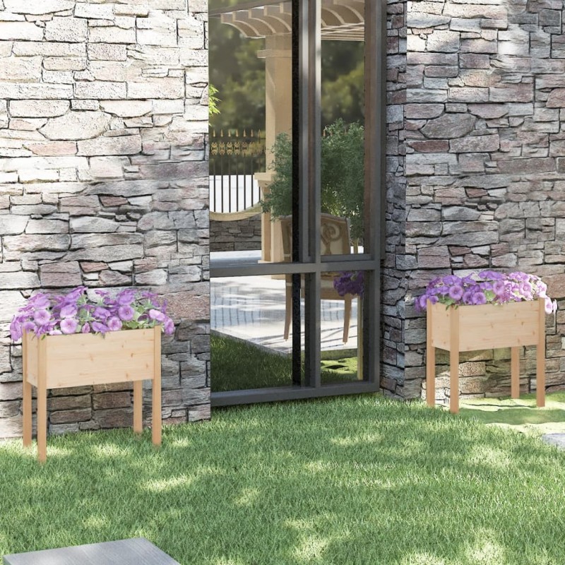 vidaXL Jardineras 2 uds madera maciza de pino 70x31x70 cm vidaXL Jardineras 2 uds madera maciza de pino 70x31x70 cm