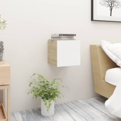 vidaXL Mesitas de noche 2 uds madera ingeniería blanco y roble Sonoma