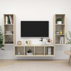 vidaXL Juego de muebles de salón 3 pzas madera ingeniería roble Sonoma