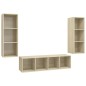 vidaXL Juego de muebles de salón 3 pzas madera ingeniería roble Sonoma vidaXL Juego de muebles de salón 3 pzas madera ingeniería roble Sonoma