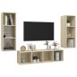 vidaXL Juego de muebles de salón 3 pzas madera ingeniería roble Sonoma vidaXL Juego de muebles de salón 3 pzas madera ingeniería roble Sonoma