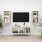 vidaXL Muebles de salón 3 pzas madera ingeniería blanco y roble Sonoma
