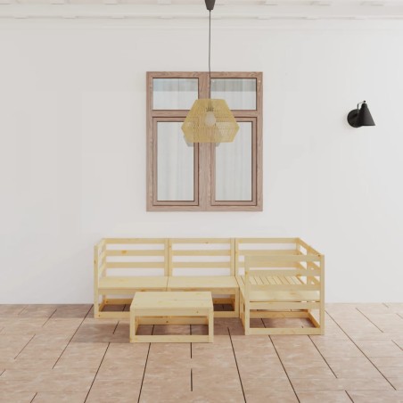 vidaXL Juego de muebles de jardín 5 piezas madera maciza de pino