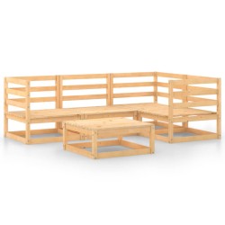 vidaXL Juego de muebles de jardín 5 piezas madera maciza de pino