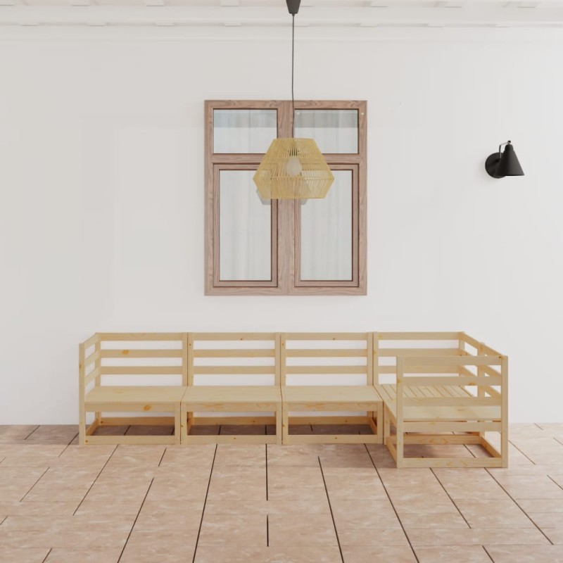vidaXL Juego de muebles de jardín 5 piezas madera maciza de pino vidaXL Juego de muebles de jardín 5 piezas madera maciza de pino