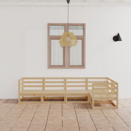 vidaXL Juego de muebles de jardín 5 piezas madera maciza de pino