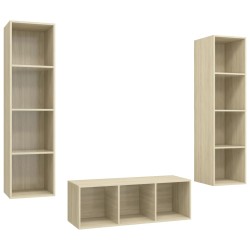 vidaXL Juego de muebles de salón 3 pzas madera ingeniería roble Sonoma