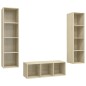 vidaXL Juego de muebles de salón 3 pzas madera ingeniería roble Sonoma