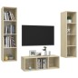 vidaXL Juego de muebles de salón 3 pzas madera ingeniería roble Sonoma