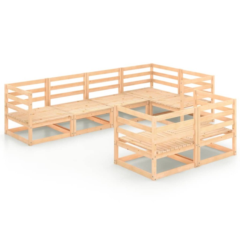vidaXL Juego de muebles de jardín 7 piezas madera maciza de pino vidaXL Juego de muebles de jardín 7 piezas madera maciza de pino