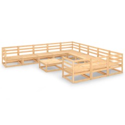 vidaXL Juego de muebles de jardín 12 piezas madera maciza de pino