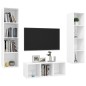 vidaXL Juego de muebles de salón 3 pzs madera ingeniería blanco brillo
