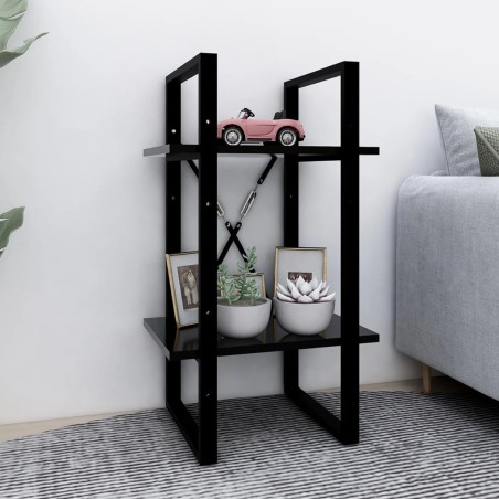 vidaXL Estantería de 2 niveles madera contrachapada negro 40x30x70 cm