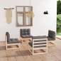 vidaXL Muebles de jardín 4 piezas con cojines de madera de pino maciza vidaXL Muebles de jardín 4 piezas con cojines de madera de pino maciza