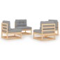 vidaXL Muebles de jardín 4 piezas con cojines de madera de pino maciza vidaXL Muebles de jardín 4 piezas con cojines de madera de pino maciza