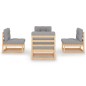 vidaXL Muebles de jardín 4 piezas con cojines de madera de pino maciza vidaXL Muebles de jardín 4 piezas con cojines de madera de pino maciza
