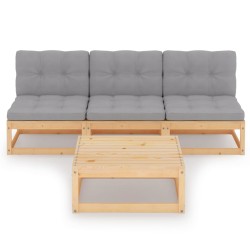 vidaXL Muebles de jardín 4 piezas con cojines de madera de pino maciza