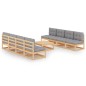 vidaXL Juego de muebles de jardín 9 pzas y cojines madera pino maciza vidaXL Juego de muebles de jardín 9 pzas y cojines madera pino maciza