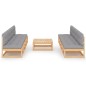 vidaXL Juego de muebles de jardín 9 pzas y cojines madera pino maciza vidaXL Juego de muebles de jardín 9 pzas y cojines madera pino maciza