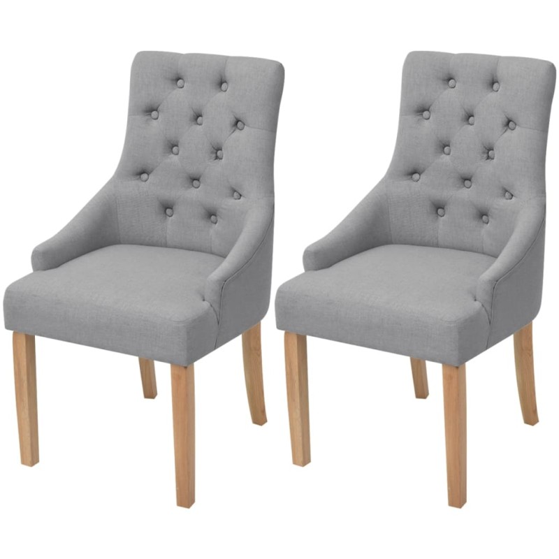 vidaXL Sillas de comedor 2 unidades tela gris claro vidaXL Sillas de comedor 2 unidades tela gris claro