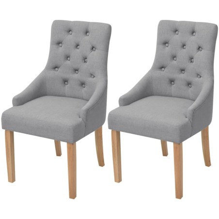 vidaXL Sillas de comedor 2 unidades tela gris claro