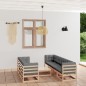vidaXL Juego de muebles de jardín 8 pzas y cojines madera maciza pino vidaXL Juego de muebles de jardín 8 pzas y cojines madera maciza pino