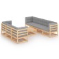 vidaXL Juego de muebles de jardín 8 pzas y cojines madera maciza pino vidaXL Juego de muebles de jardín 8 pzas y cojines madera maciza pino