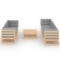 vidaXL Juego de muebles de jardín 8 pzas y cojines madera maciza pino vidaXL Juego de muebles de jardín 8 pzas y cojines madera maciza pino