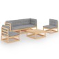 vidaXL Muebles de jardín 6 piezas con cojines de madera de pino maciza vidaXL Muebles de jardín 6 piezas con cojines de madera de pino maciza