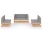 vidaXL Juego de muebles de jardín 6 pzas y cojines madera pino maciza vidaXL Juego de muebles de jardín 6 pzas y cojines madera pino maciza