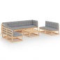 vidaXL Juego de muebles de jardín 9 pzas y cojines madera pino maciza vidaXL Juego de muebles de jardín 9 pzas y cojines madera pino maciza