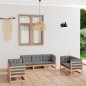 vidaXL Muebles de jardín 7 piezas con cojines de madera de pino maciza vidaXL Muebles de jardín 7 piezas con cojines de madera de pino maciza