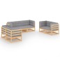vidaXL Muebles de jardín 7 piezas con cojines de madera de pino maciza vidaXL Muebles de jardín 7 piezas con cojines de madera de pino maciza