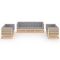 vidaXL Muebles de jardín 7 piezas con cojines de madera de pino maciza vidaXL Muebles de jardín 7 piezas con cojines de madera de pino maciza