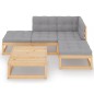 vidaXL Juego de muebles de jardín 5 pzas y cojines madera pino maciza vidaXL Juego de muebles de jardín 5 pzas y cojines madera pino maciza
