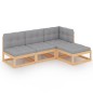 vidaXL Juego de muebles de jardín 4 pzas y cojines madera pino maciza vidaXL Juego de muebles de jardín 4 pzas y cojines madera pino maciza