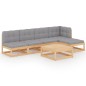 vidaXL Muebles de jardín 6 piezas con cojines de madera de pino maciza vidaXL Muebles de jardín 6 piezas con cojines de madera de pino maciza
