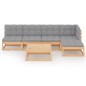 vidaXL Muebles de jardín 6 piezas con cojines de madera de pino maciza vidaXL Muebles de jardín 6 piezas con cojines de madera de pino maciza
