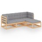vidaXL Juego de muebles de jardín 4 pzas y cojines madera pino maciza vidaXL Juego de muebles de jardín 4 pzas y cojines madera pino maciza