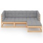 vidaXL Juego de muebles de jardín 4 pzas y cojines madera pino maciza vidaXL Juego de muebles de jardín 4 pzas y cojines madera pino maciza