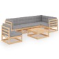 vidaXL Juego de muebles de jardín 7 pzas y cojines madera maciza pino vidaXL Juego de muebles de jardín 7 pzas y cojines madera maciza pino