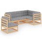 vidaXL Juego de muebles de jardín 5 pzas y cojines madera pino maciza vidaXL Juego de muebles de jardín 5 pzas y cojines madera pino maciza