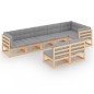 vidaXL Muebles de jardín 8 pzas y cojines madera maciza pino