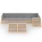 vidaXL Muebles de jardín 8 pzas y cojines madera maciza pino