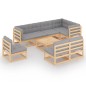 vidaXL Juego de muebles de jardín 9 pzas y cojines madera maciza pino vidaXL Juego de muebles de jardín 9 pzas y cojines madera maciza pino