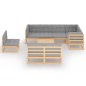 vidaXL Juego de muebles de jardín 9 pzas y cojines madera maciza pino vidaXL Juego de muebles de jardín 9 pzas y cojines madera maciza pino