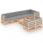 vidaXL Juego de muebles de jardín 9 pzas y cojines madera maciza pino vidaXL Juego de muebles de jardín 9 pzas y cojines madera maciza pino