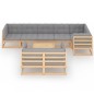 vidaXL Juego de muebles de jardín 9 pzas y cojines madera maciza pino vidaXL Juego de muebles de jardín 9 pzas y cojines madera maciza pino