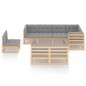 vidaXL Muebles de jardín 8 pzas y cojines madera maciza pino